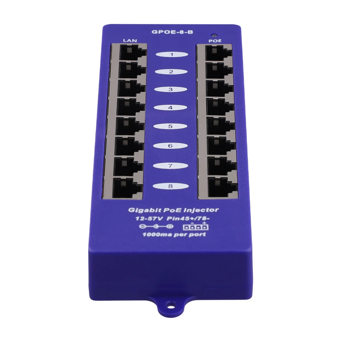 Фото ABGV Новый 802.3af Mid-Span PoE-инжектор, режим B (4/5+, 7/8-) Пассивный гигабитный 8-портовый PoE-инжектор для сетевых систем видеонаблюдения UBNT №1
