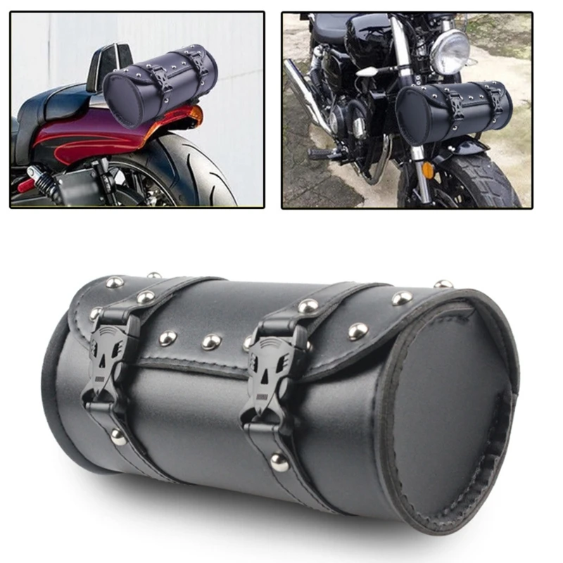 

Waterproof Leather Motorcycle Fork Bag Saddlebags Black Handlebar Bag Motorcycle Electric Accessories