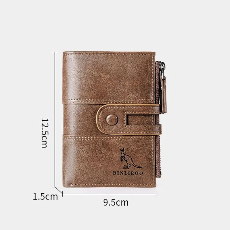 Business Soft Leather Men's Wallets Vintage Short Coin Purse Man Zipper Credit Card Holder High Quality Man Money Wallet