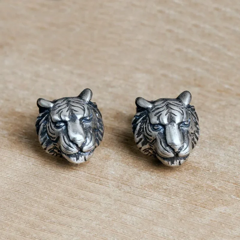 Женские серьги-гвоздики в виде головы тигра