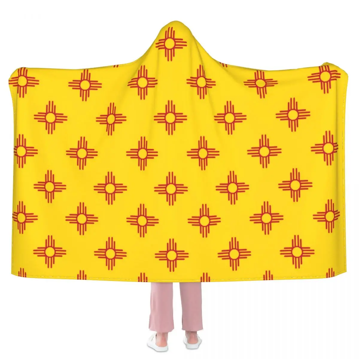 

Zia Sun Symbol Blanket New Mexico State Flag Red Cheap Fluffy Hoodie Bedspread Fleece Bed Super Soft Blanket