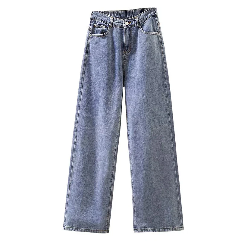 Harajuku Pants Vintage High Waist Wide Leg Pants High Waist Mom Fashion Denim Trousers Blue Denim