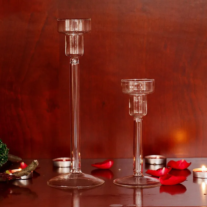 

Glass Candle Holders For Wedding Christmas Home Decor Nordic Candlestick Bedroom Table Decoration New Arrival