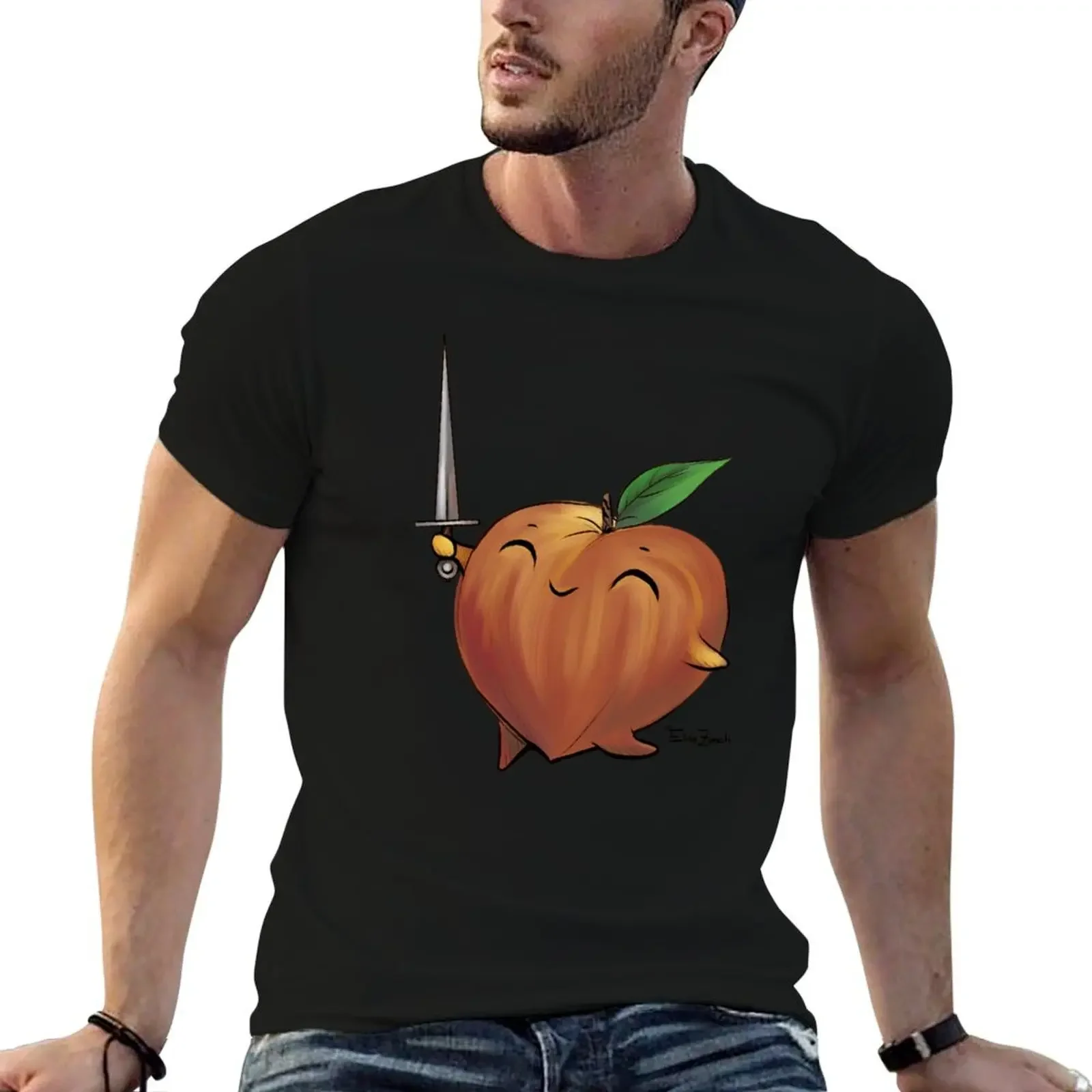 Футболка Fighting Fruits-персиковая одежда больших размеров в стиле каваи футболки с