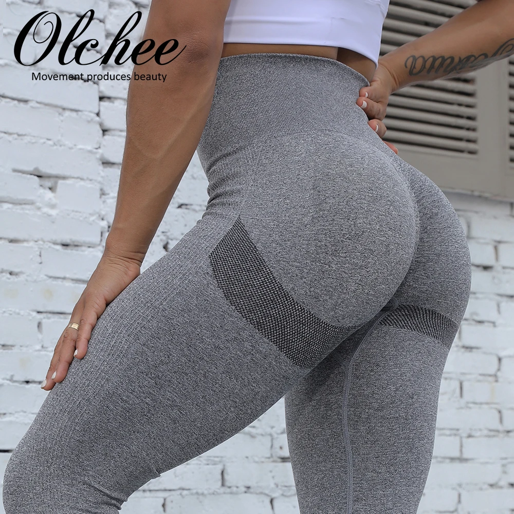 

Женские Бесшовные Брюки OLCHEE для спортзала, йоги, спортивная одежда, эластичные спортивные брюки с высокой талией для фитнеса
