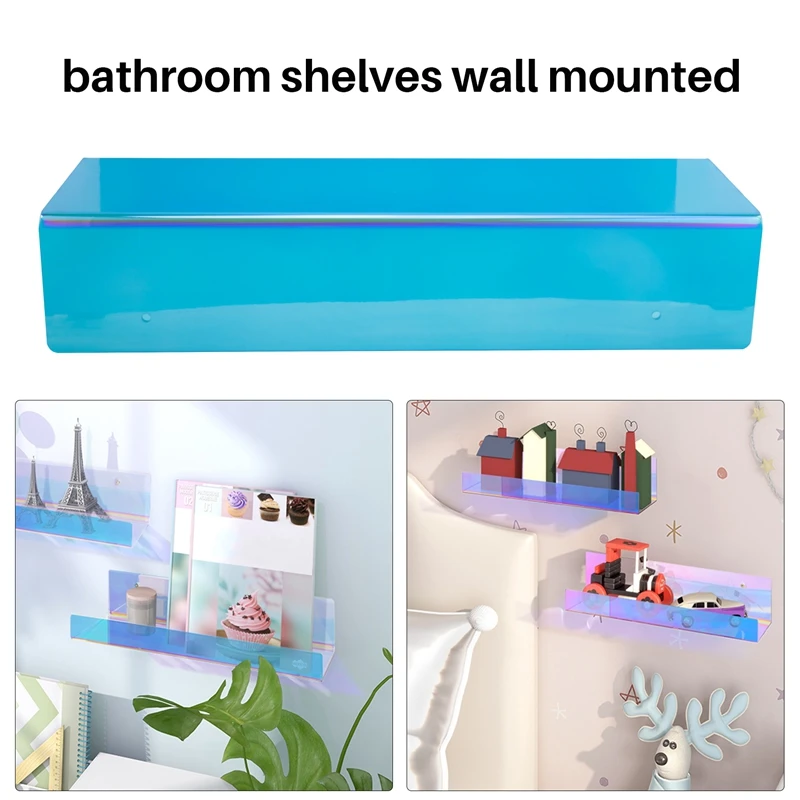 2 шт. Радужная акриловая настенная плавающая книжная полка для дисплея