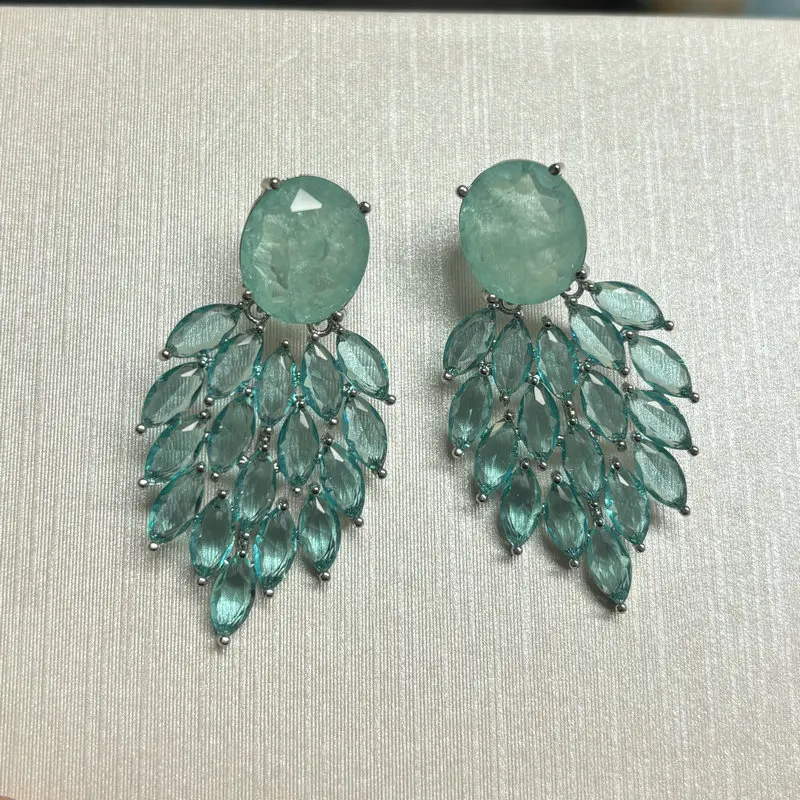 Билиантовые Модные Зеленые Серьги для женщин свадебные украшения невесты