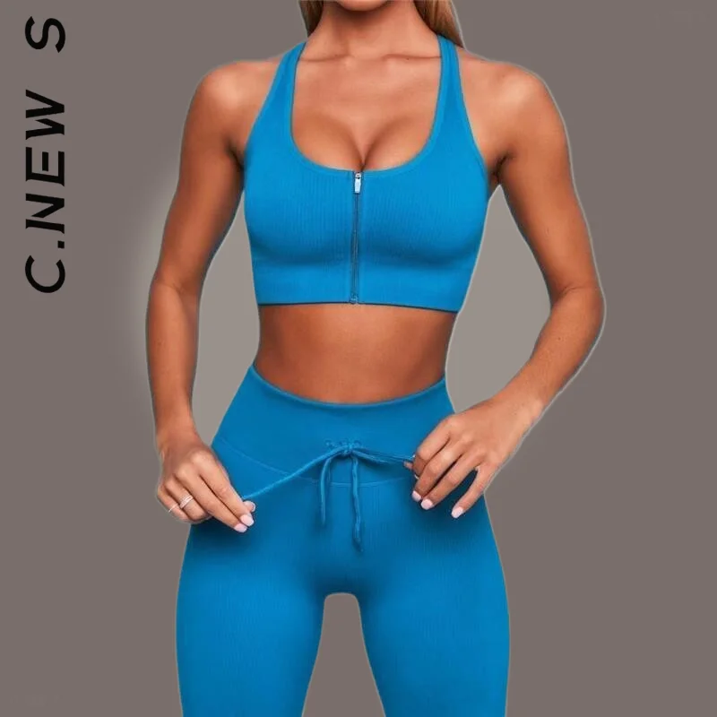

Бесшовный комплект для йоги C.New S, комплект из 2 предметов, спортивные рубашки, леггинсы с эффектом пуш-ап, комплект для тренажерного зала, бес...