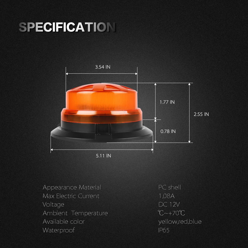 Фото Coxswain LED-015 светодиодный стробоскоп сигнасветильник для школьного автобуса вращающийся грузовик маяк, 9-30 В, 24 шт. * 1 Вт светодисветодиодный s, магнитное основание, водонепроницаемый №5