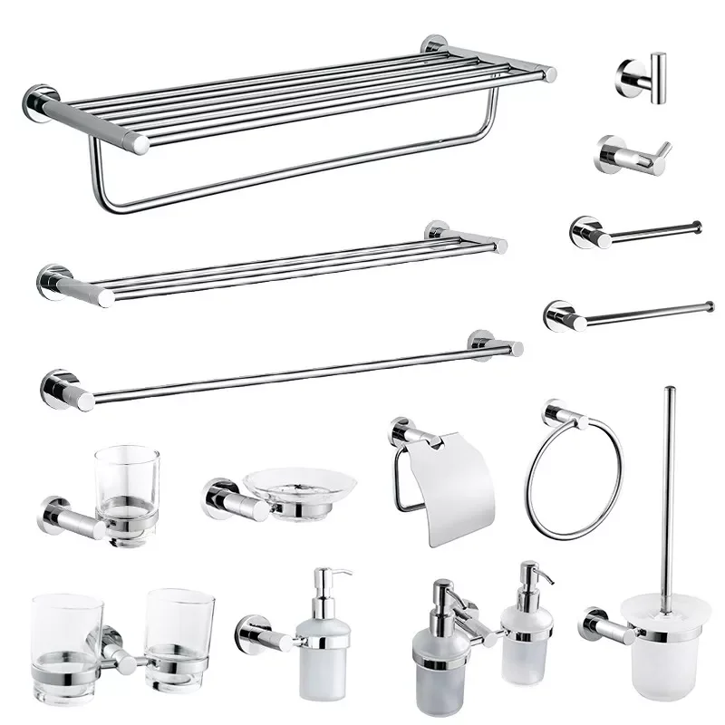 

Хромированный набор аксессуаров для ванной комнаты, держатель для туалетной щетки из нержавеющей стали, рулон туалетной бумаги, полотенцес...