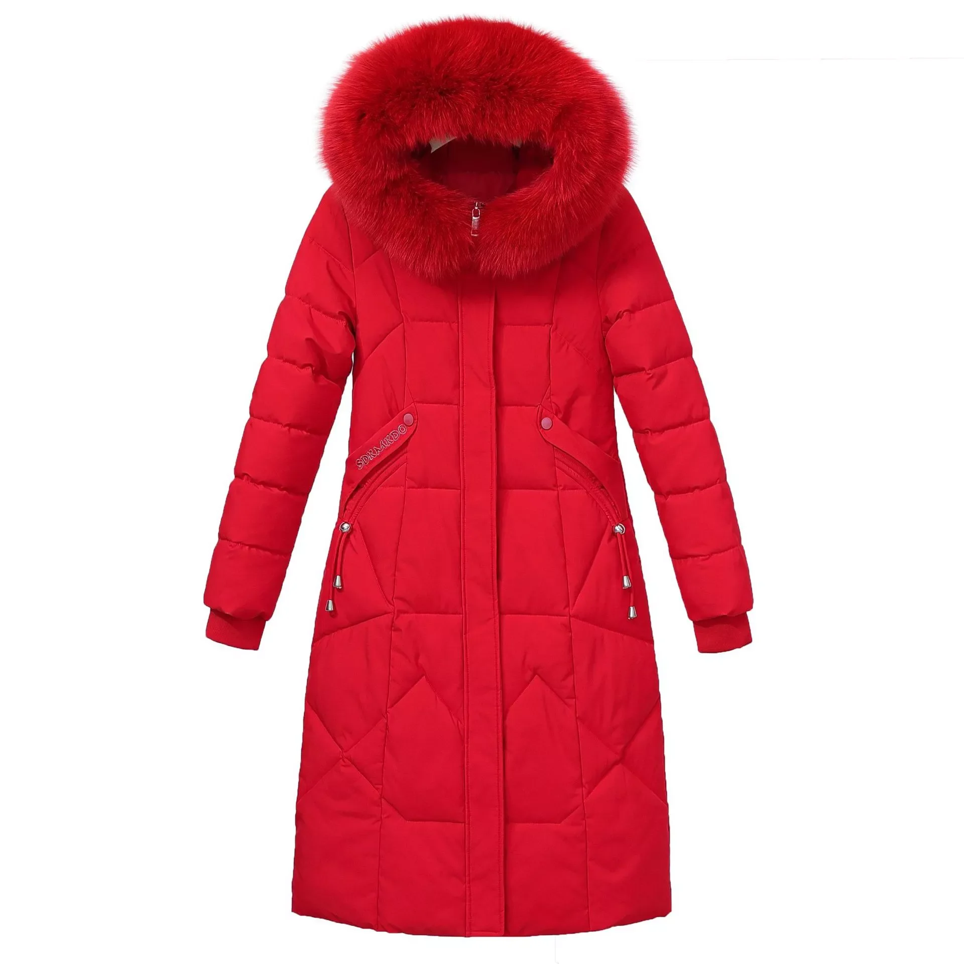 New2022 Parka over knee cotton padded clothes big hair collar thickened cotton padded jacket fashion women's wear 8608