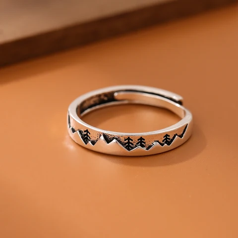 Новые Простые индивидуальные милые ретро-кольца в виде рождественской елки, серебряные ювелирные изделия, волнистые изысканные Открытые Кольца R119