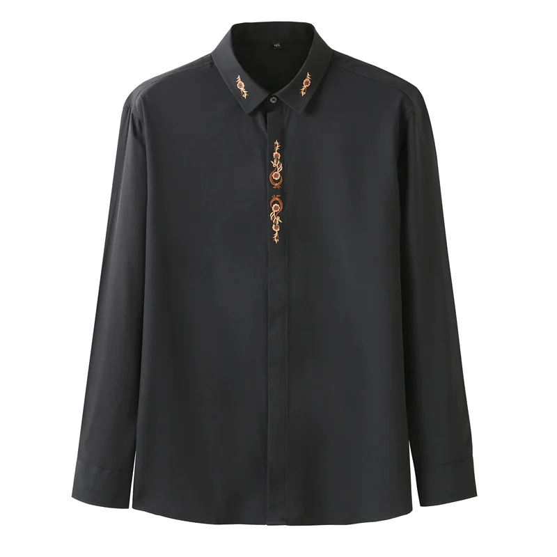 

Classic New 2023 Men Embroidered Flowers Fashion Cotton Casual Shirts Shirt high quality Pocket Short sleeves S 3XL #T21