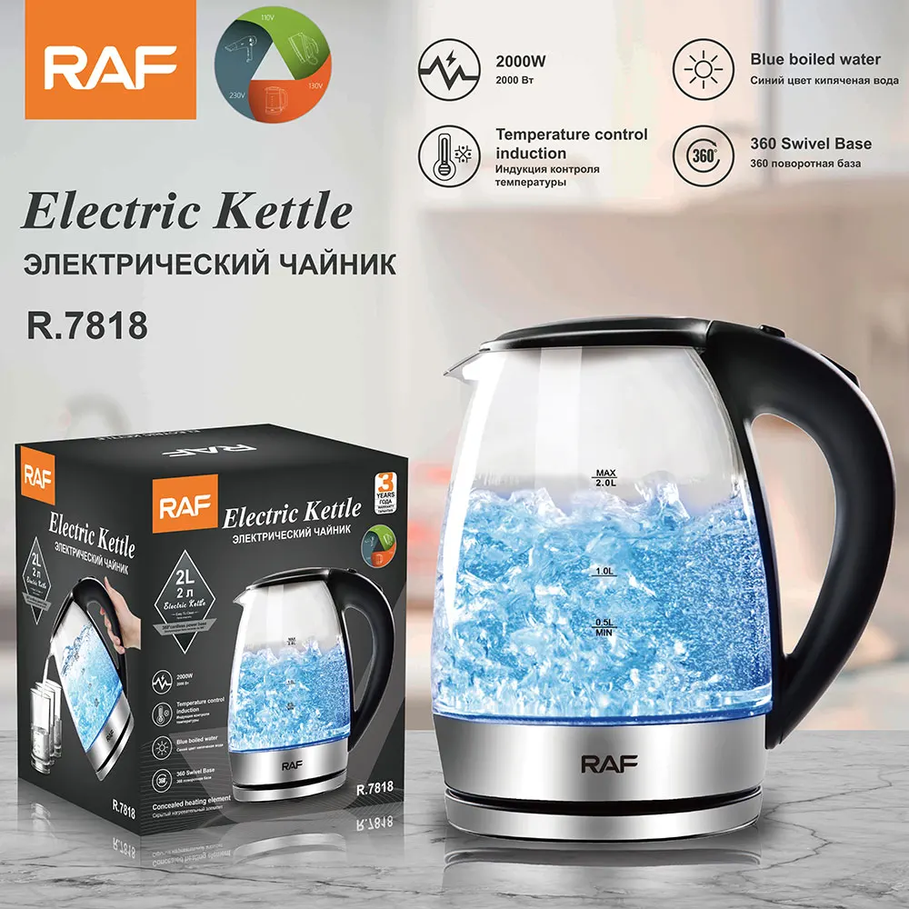 

2000W Electric Kettle, 2L Borosilicate Glass Tea Kettle with LED Light,Auto Shut-Off and Boil-Dry Protection Kettle Fast Boiling