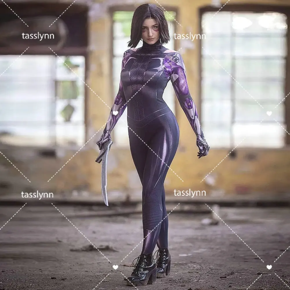 

Alita Battle Angel Rosa Salazar Costumes Alita Cosplay Jumpsuit Spandex Halloween Costumes for Women Party Suit Adults Kids
