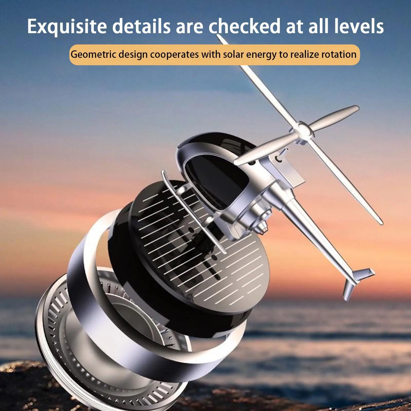 

10ml Car Aromatherapy Wear-resistant Attractive Ornament Helicopter Design Solar Power Auto Car Rotate Aroma For Car
