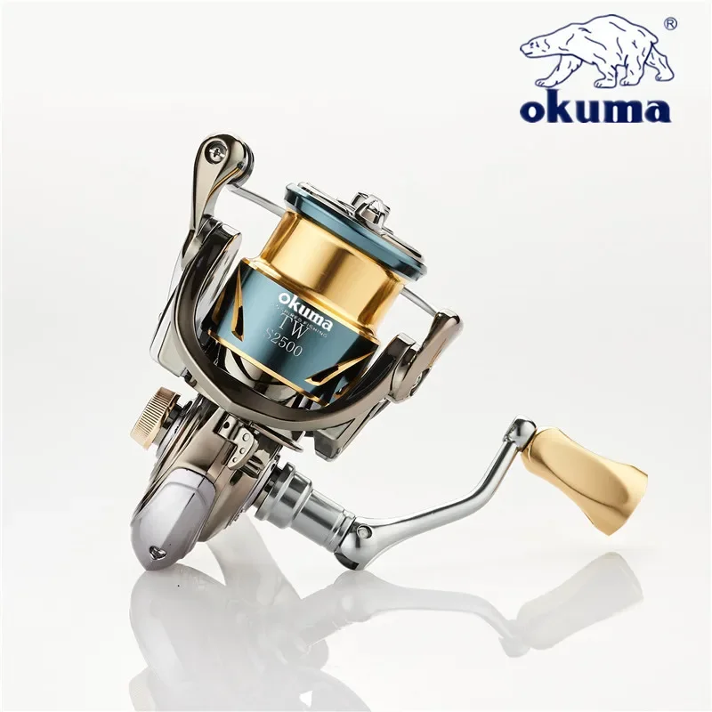 Фото Цельнометаллическая рыболовная катушка OKUMA 12 + 1BB, вращающееся колесо с мелкой чашкой лески, 15 кг, вращающаяся катушка с защитой от коррозии морской воды 1000-5000 №2