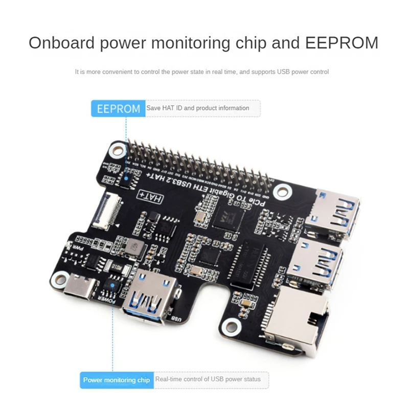 Плата расширения Pcie для Raspberry Pi 5 Gigabit Ethernet и USB 3 2 Gen1 HAT + плата PI5