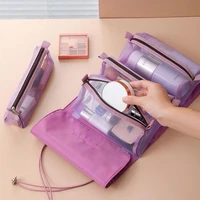 travel cosmetic bag for women zipper mesh separable cosmetics pouch ladies foldable nylon bag rope makeup bag kosmetyczka