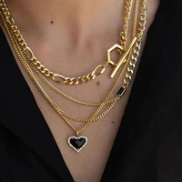 delicate black heart goth necklace for women toggle clasp link chain love necklace aesthetic vintage jewelry