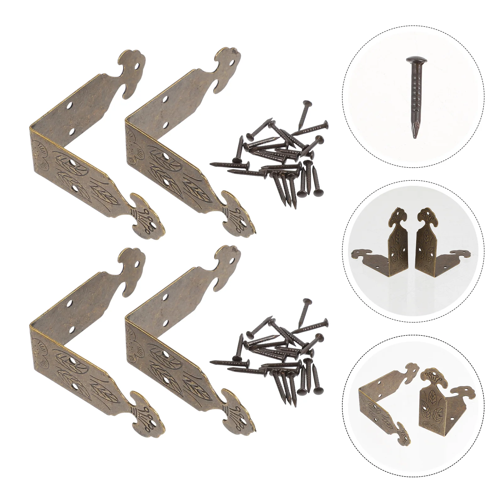 

4 Sets Corner Guard Protector Decor Protective Cover Case Guards Brass Protectors Cabinet