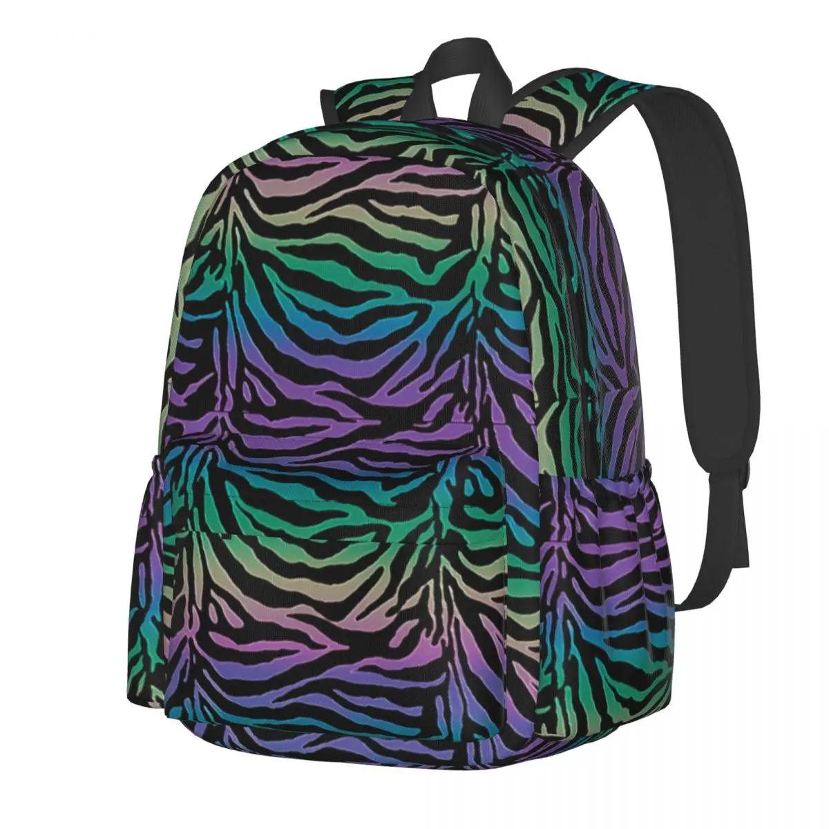 

Rainbow Zebra Backpack Animal Print Stripe Student Polyester Workout Backpacks Soft Casual School Bags Rucksack