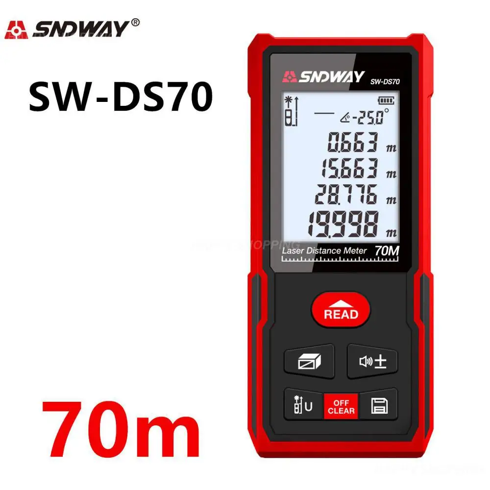 

SNDWAY Laser Rangefinder 50/70/100/120m Digital Distance Meter Laser Tape Measure Construction Tool Measurer Tool Range Finder