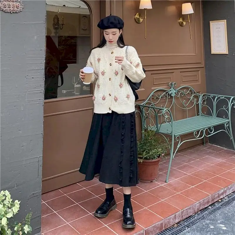 Винно-красная Вельветовая юбка-пачка с краями грибка 2022 весна-осень Новая