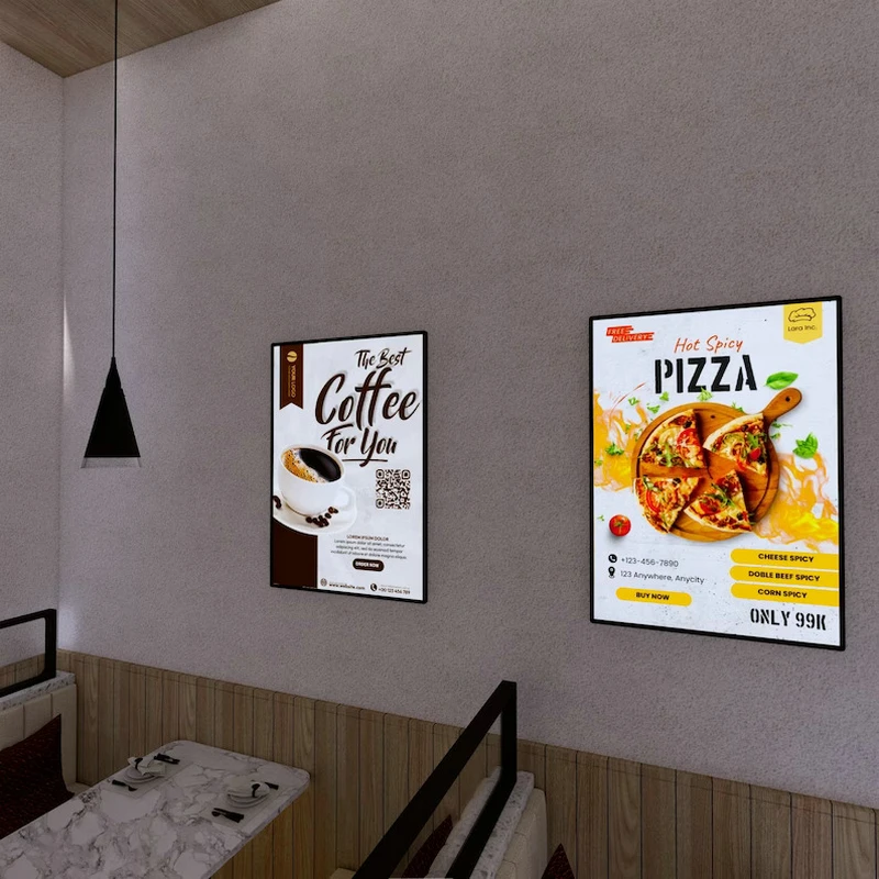 

Ultrathin LED Light Box Lighted Menu Board Exchangeable LED Poster Display For Restaurant Cafe Shop Decor Wall Mounted Billboard