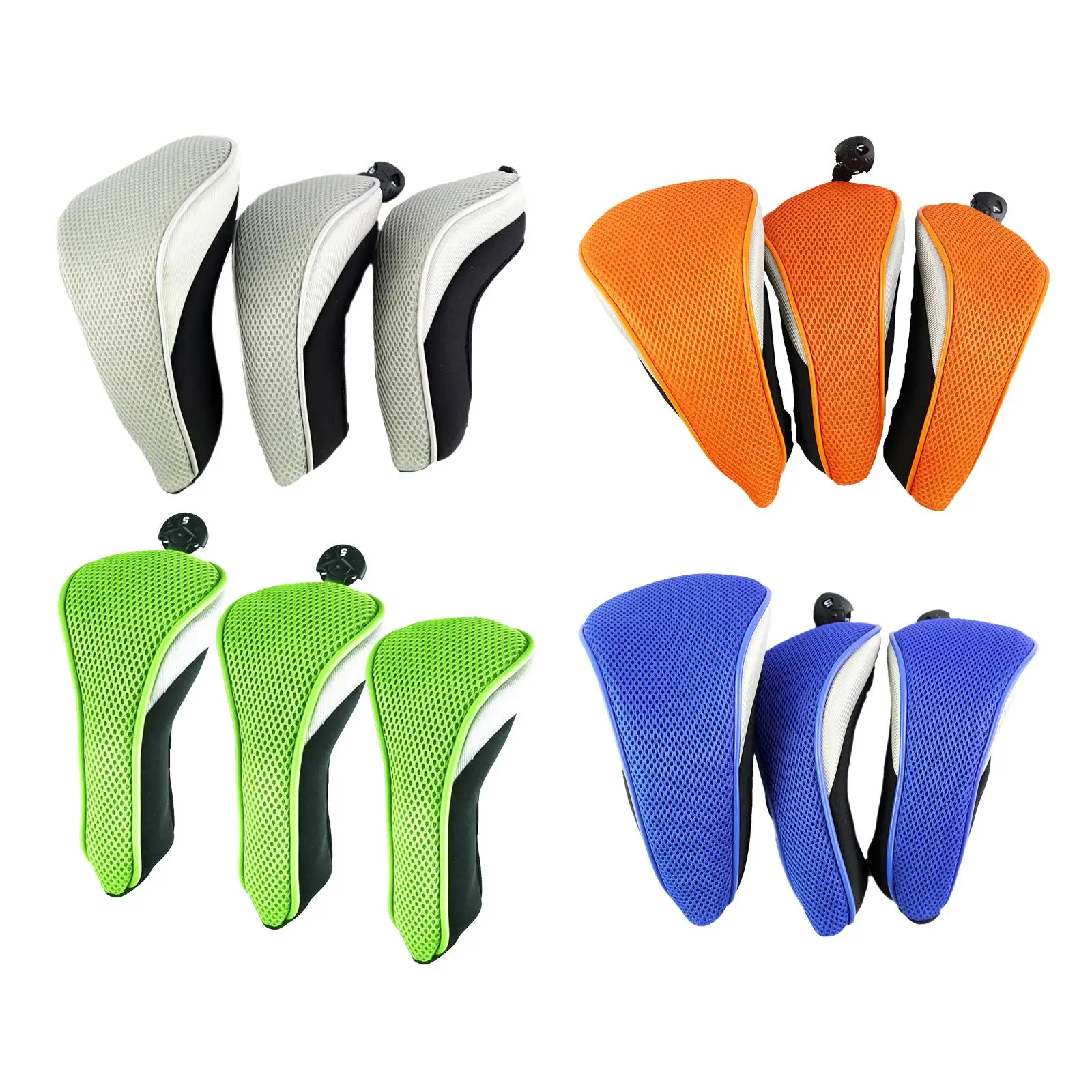 

3Pcs Breathable Golf Club Head Covers Sports Guard Headcovers for Putter