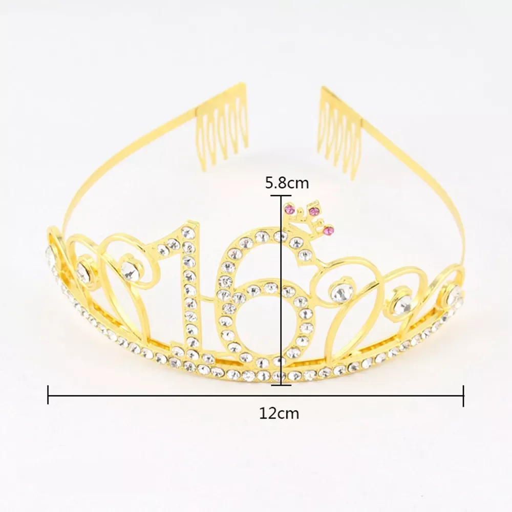 

18 21th Birthday Princess Tiara Crown Headband Bridal Hair Band Hair Accessories Headdress Wedding for Women Anniversary 30