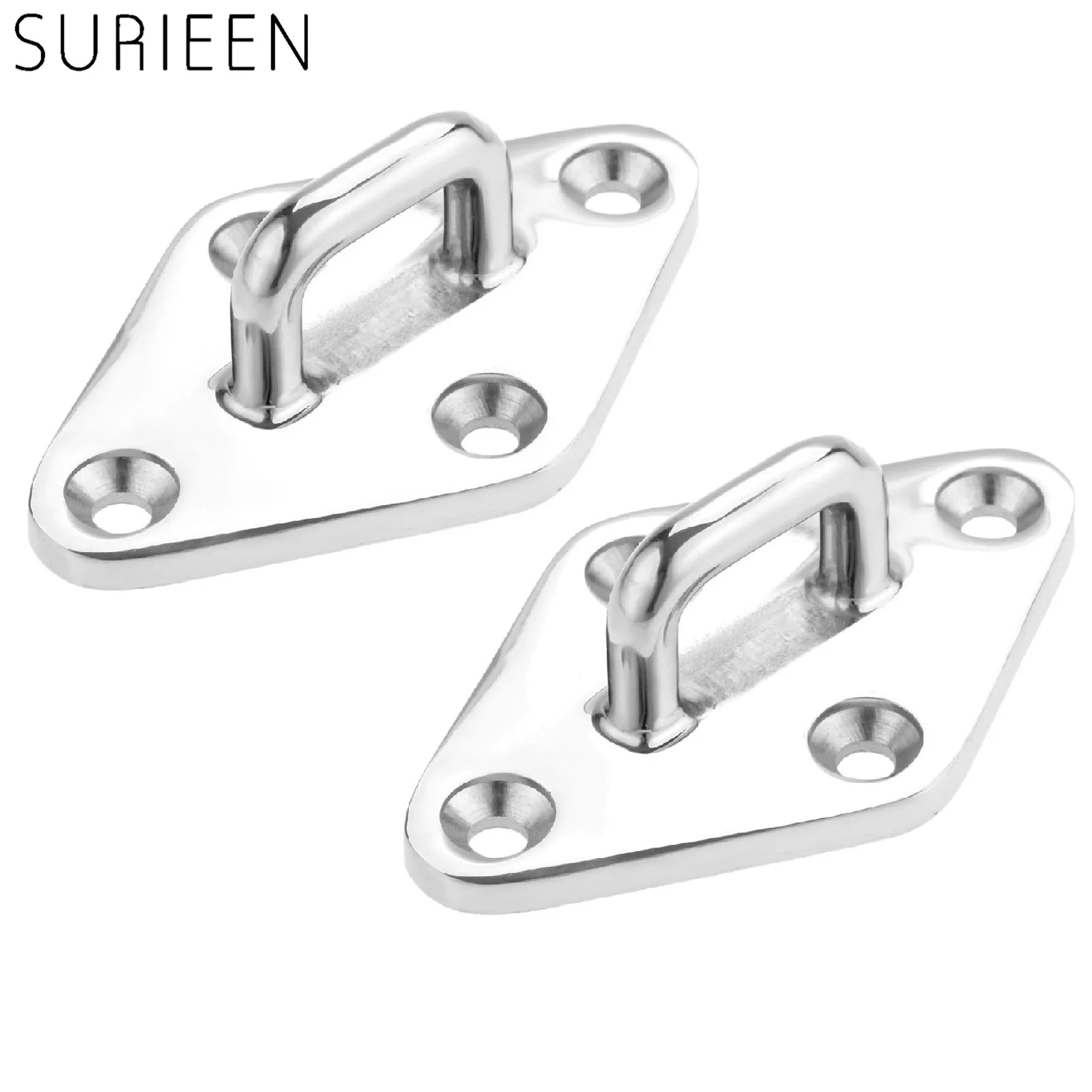 

2Pcs Heavy Duty Boat Diamond Pad Eye Hook Plate Marine Grade 316 Stainless Steel Sail Boats Kayak Yachts Sunshades Accessories