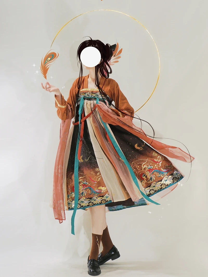 

Традиционная китайская одежда ханьфу: серия Chinese Twelve Star-Chunhuo, Платье трапециевидного силуэта Хань элемент