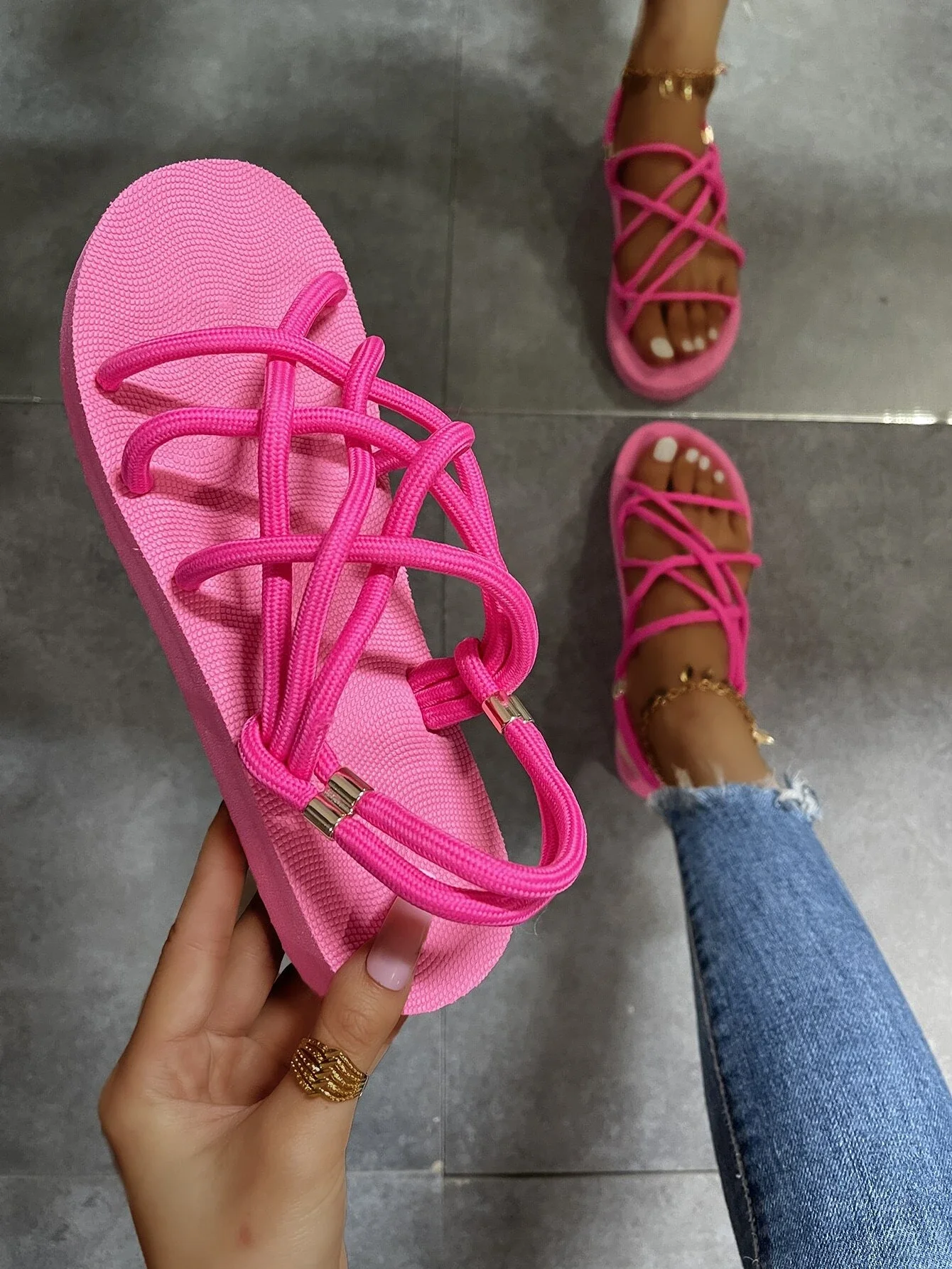 

Multi Strap Slingback Wedge Sandals