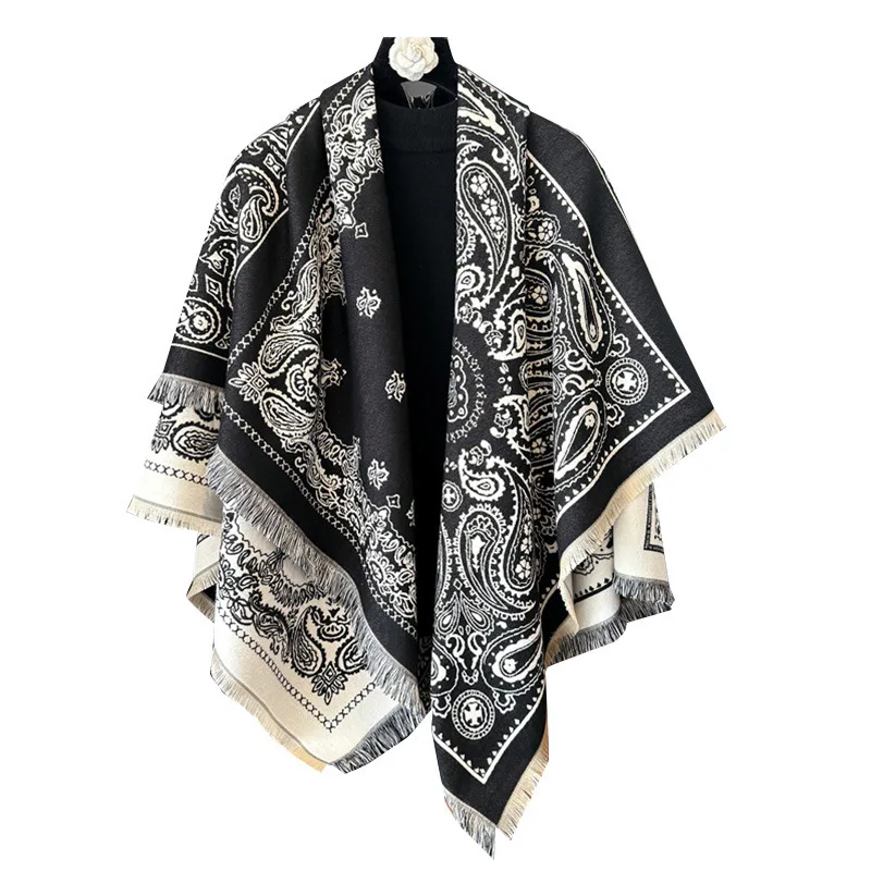 2024 женский шарф новая двусторонняя шаль из искусственного кашемира разных