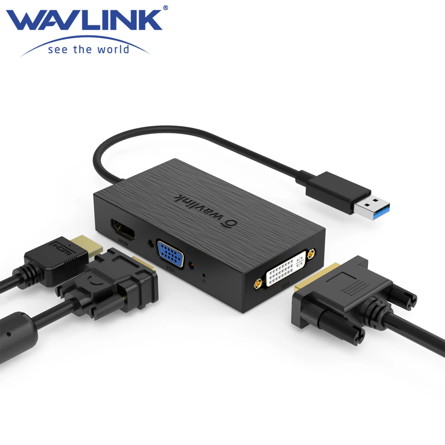 Wavlink USB 3 0 двойной 2K дисплей адаптер видео выход для HDMI/DVI/VGA HDTV/проектор/монитор