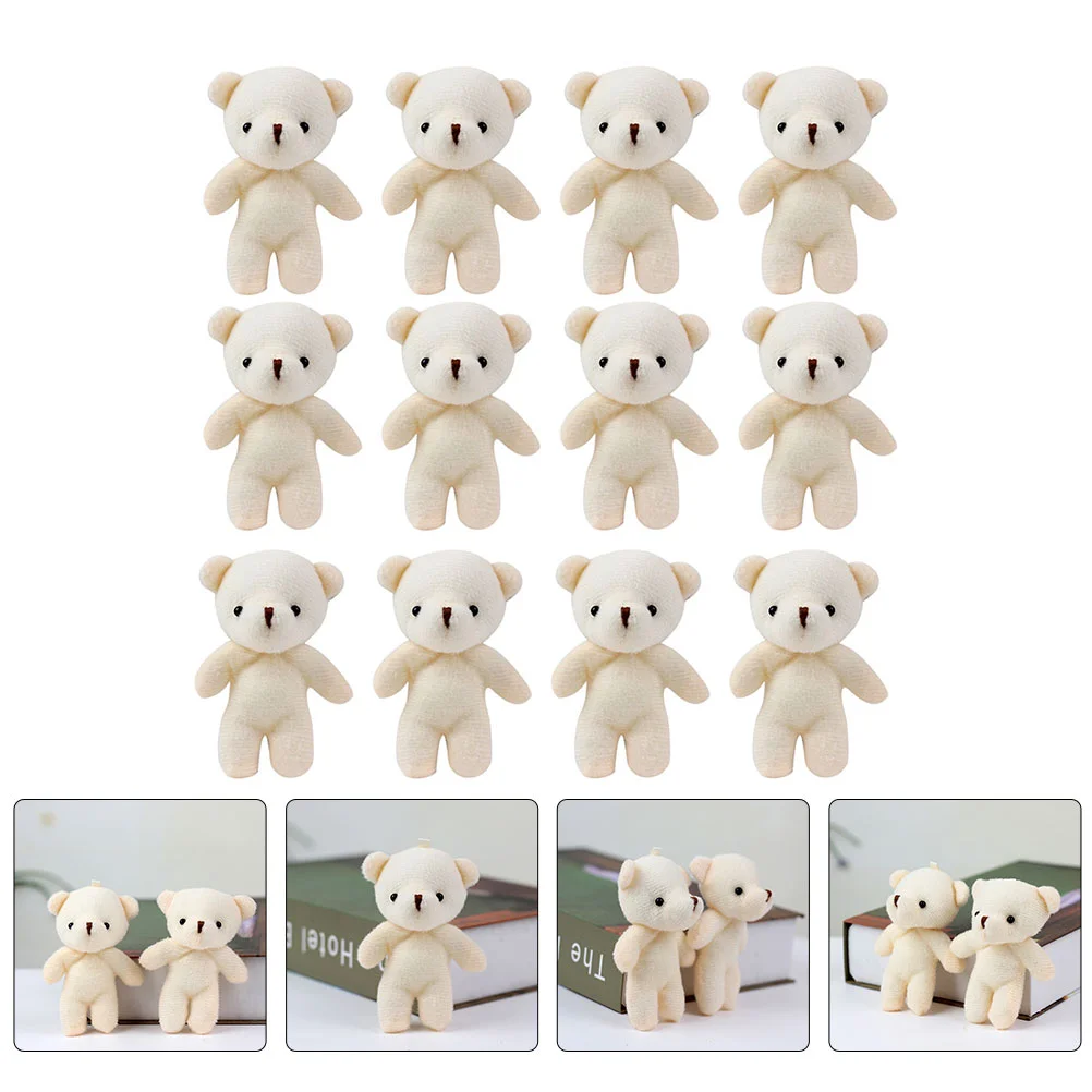 

12 Pcs Mini Bear Pendant Plush Stuffed Animals Baby Adorable Portable Figurines Pp Cotton Decor Decorative