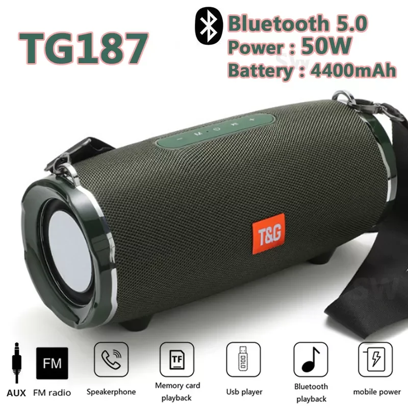 

TG187 Speakers Big Power Bluetooth Giant Speaker Bass Portable Column Wireless Soundbar Stereo Music Center Subwoofer 4400mAh