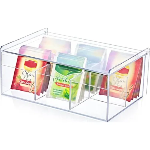 

Tea Box Coffee Tea Bag Storage Holder Organizer For Kitchen with Lid 6 Compartments Cabinets Home Tea Acrylic Jewelry Holders