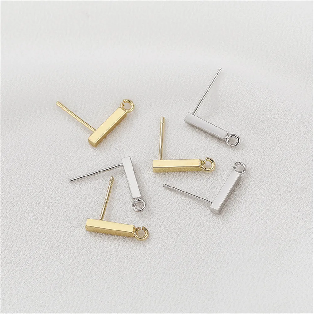 

925 silver needles, 14k gold wrapped rectangular earrings with hanging rings handmade DIY production earrings jewelry materials
