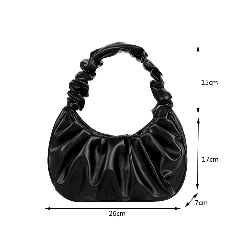 Fashion Women's Handbag Luxury Designer Female Ruched Bags Pu Leather Shopping Single Shoulder Bag For Women 2022 Trend
