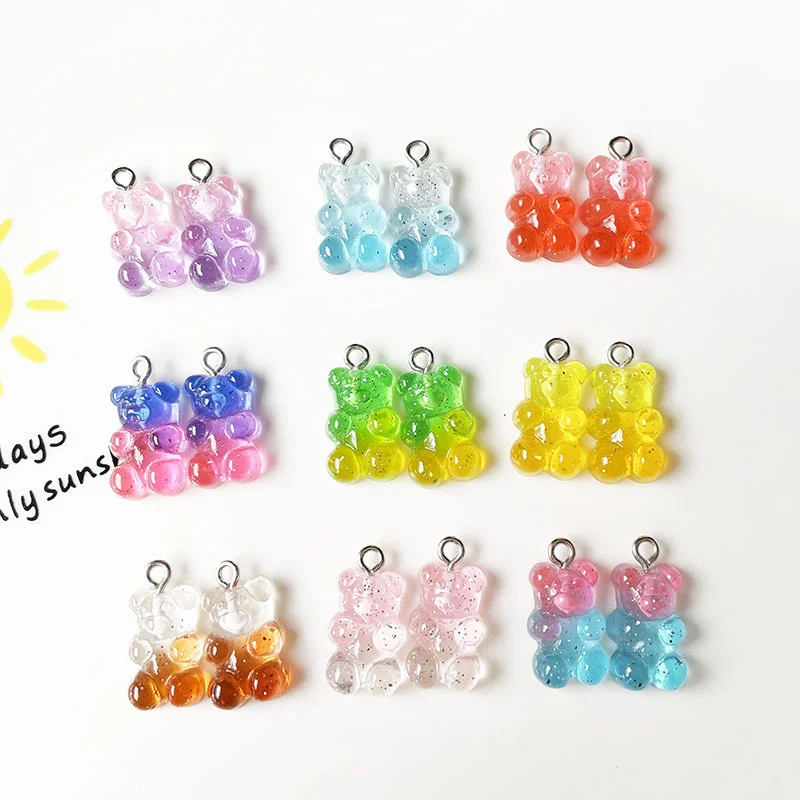 

30pcs Crystal Candy Bear Pendant Nail Art Decorations 3D Resin Rhinestones Nail Art DIY Kawaii Charms Manicure Designs Supplies
