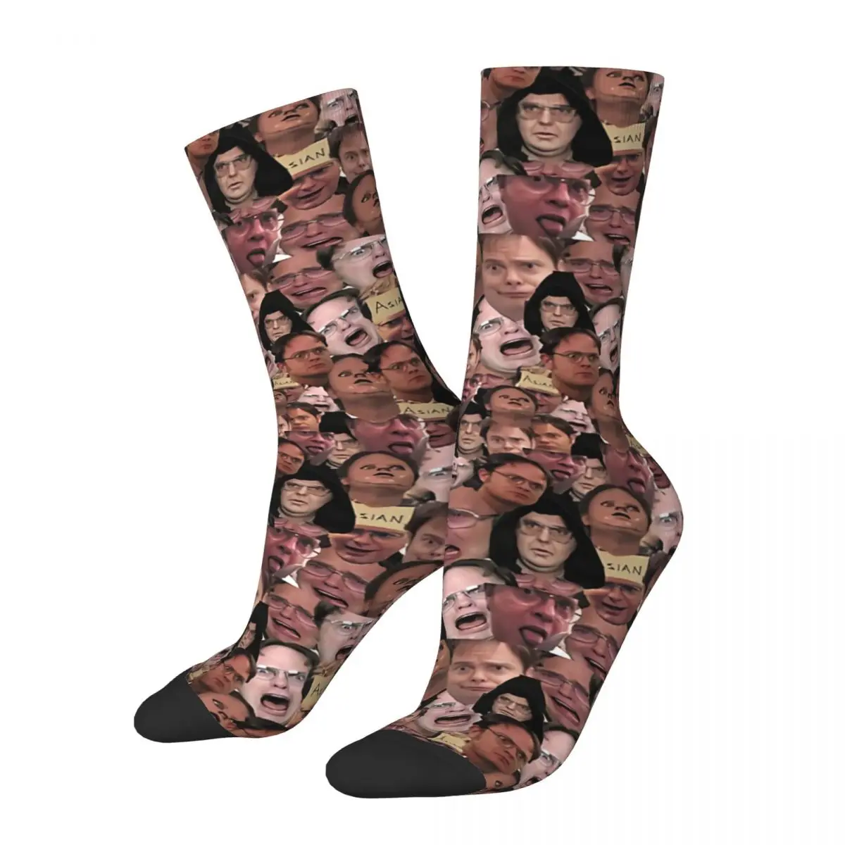 

Happy Funny Men's Socks Dwight Schrute Face Vintage Harajuku The Office TV Hip Hop Novelty Crew Crazy Sock Gift Pattern Printed