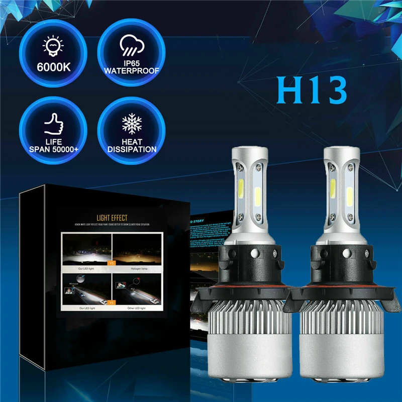 

H13 9008 LED Headlight Bulbs Hi/Lo Beam 2000W 6500K For Ford F-150 2004-2014 F-250 Fog Light 12V 24V Auto Headlight Bulb