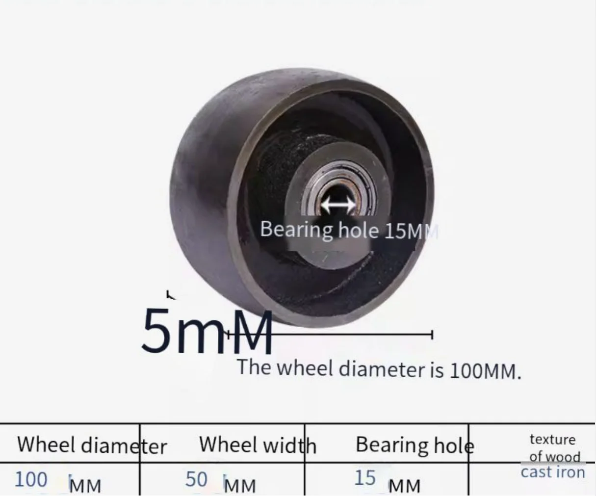 

2pcs Diameter:100mm BD:15mm T:50mm Heavy Duty All Iron High-temperature Resistant Casters Bearing Metal Car Wheels