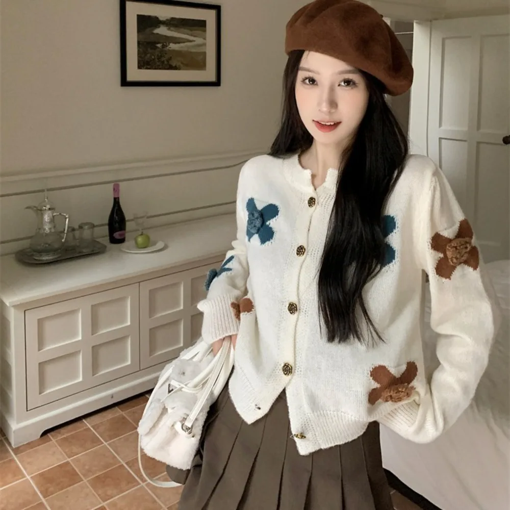 

Niche gentle slouchy cropped sweater women's spring new knitted cardigan jacket