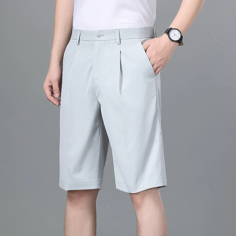 New Men'S Summer Loose Straight Tube Solid Color Handsome Fashion Trend 5-Point Pants Korean Casual Youth Versatile Simple Short