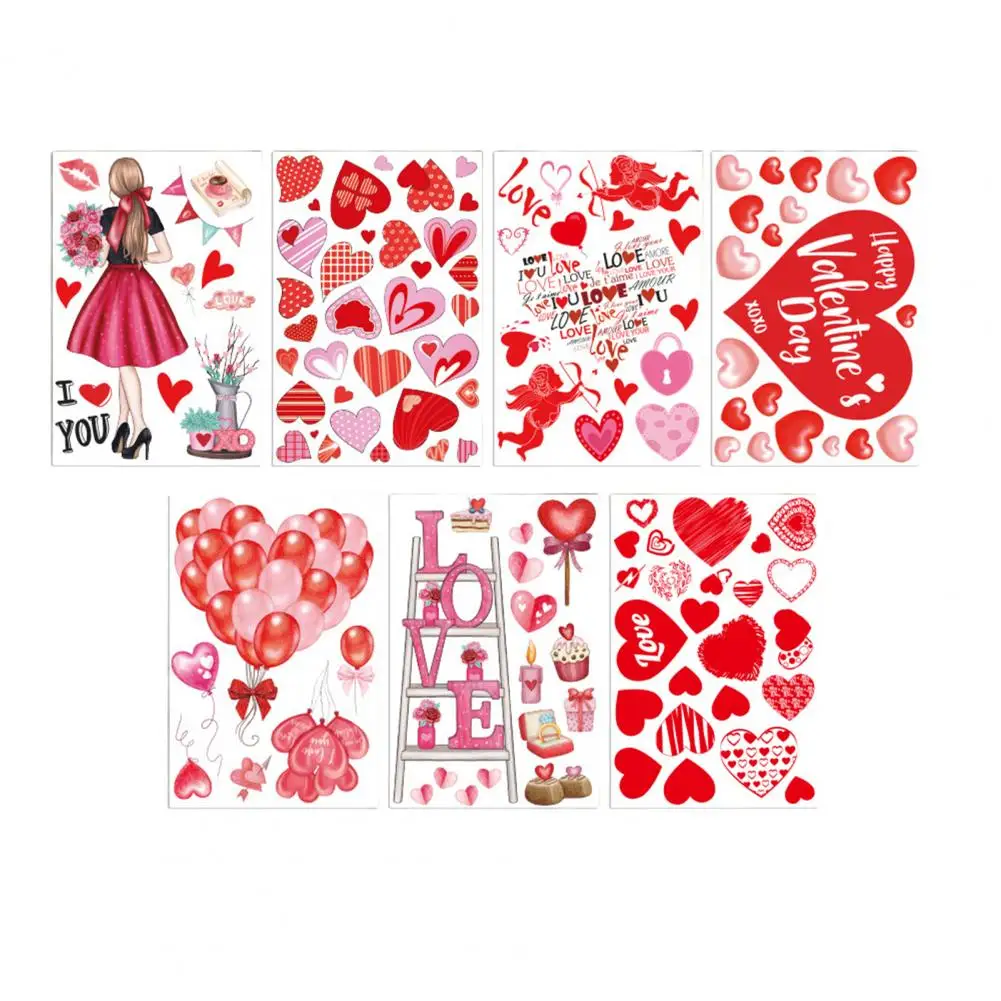 7-листые наклейки на стену ко Дню святого Валентина тематический узор любви