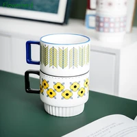 portable office coffe mugs nordic ceramic mug milk coffee mug stacking tea cup breakfast water cups brief coffee cup with handle