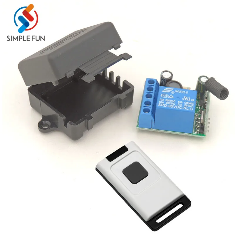 Беспроводной Радиочастотный переключатель с дистанционным управлением, 433 МГц, 12 В, 24 В, 30 В, 1 канал, 10 А, релейный приемник и передатчик с 1 кнопкой, для бытовой техники